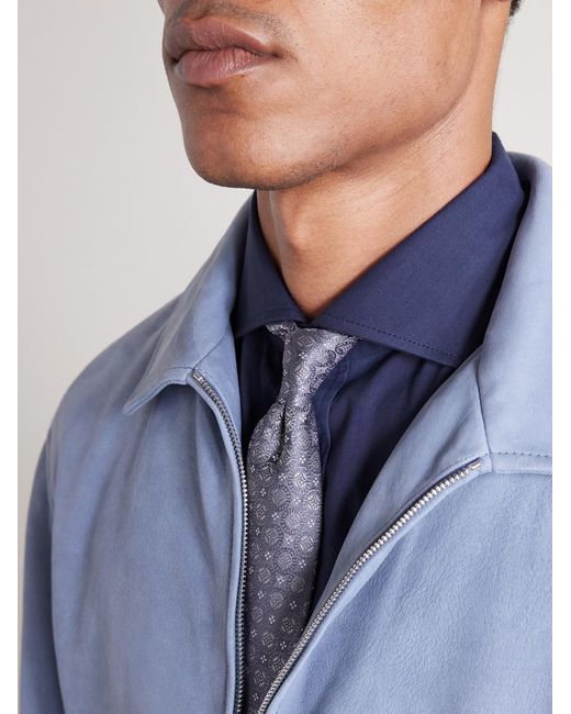 Brunello Cucinelli Blue Cutaway-collar Cotton Shirt for men