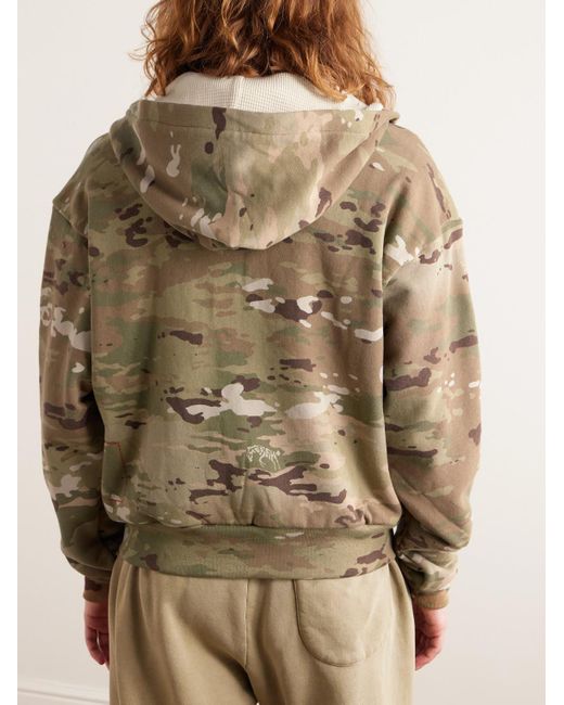 CHERRY LA Natural Logo-appliquéd Camouflage-print Cotton-jersey Zip-up Hoodie for men