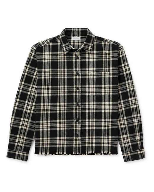 John Elliott Black Hemi Frayed Checked Cotton-flannel Shirt for men