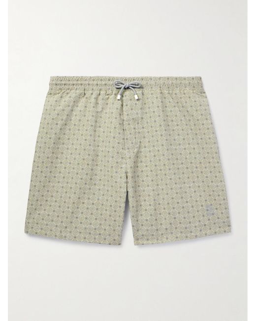 Brunello Cucinelli Natural Straight-leg Mid-length Printed Swim Shorts for men