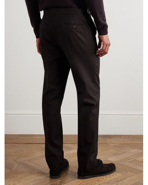 De Petrillo Black Straight-Leg Cotton And Silk-Blend Twill Suit Trousers for men