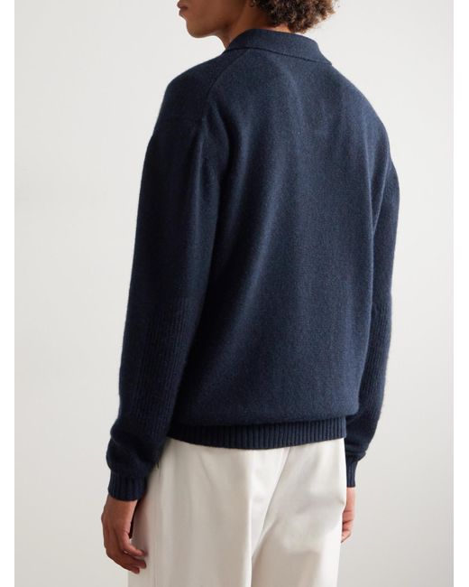 Sease Blue Cashmere Polo Sweater for men