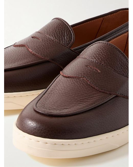 George Cleverley Brown Joey Full-Grain Deerskin Penny Loafers for men