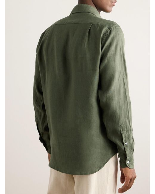Drake's Green Linen Shirt for men