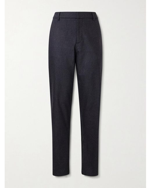 Sunspel Blue Tapered Stretch Wool And Cashmere-Blend Flannel Trousers for men