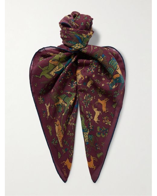 Drake's Red Mughal Printed Wool And Silk-blend Scarf for men