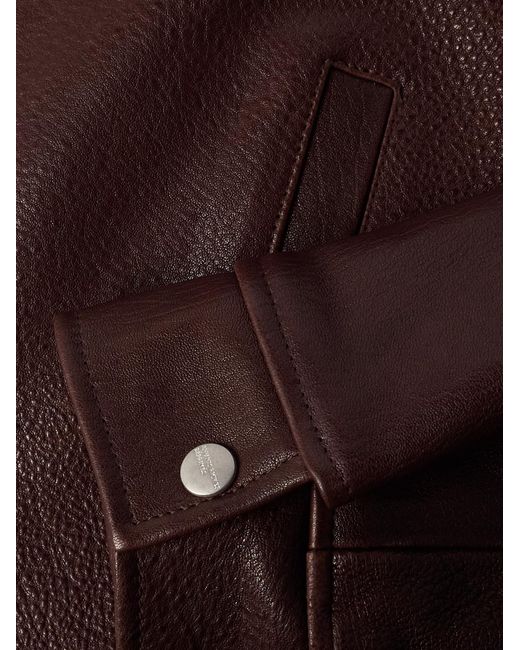 Enfants Riches Deprimes Brown Distressed Textured And Pebble-Grain Leather Jacket for men