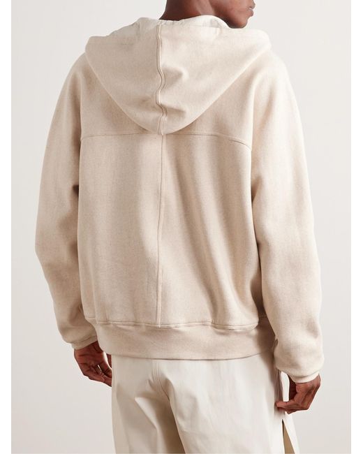 Rick Owens Natural Panelled Cotton-Jersey Zip-Up Hoodie for men