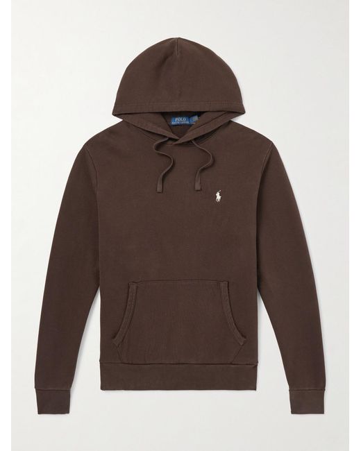 Polo Ralph Lauren Brown Logo-Embroidered Cotton-Jersey Hoodie for men
