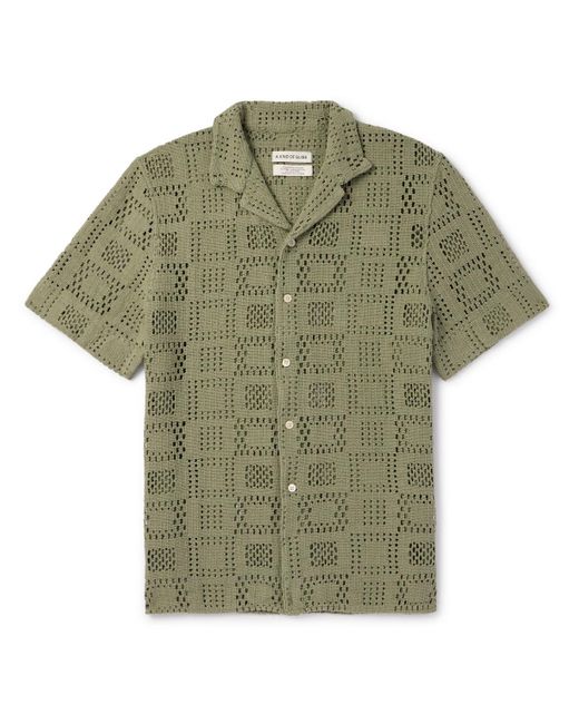 A Kind Of Guise Green Gioia Camp-collar Crocheted Cotton Shirt for men
