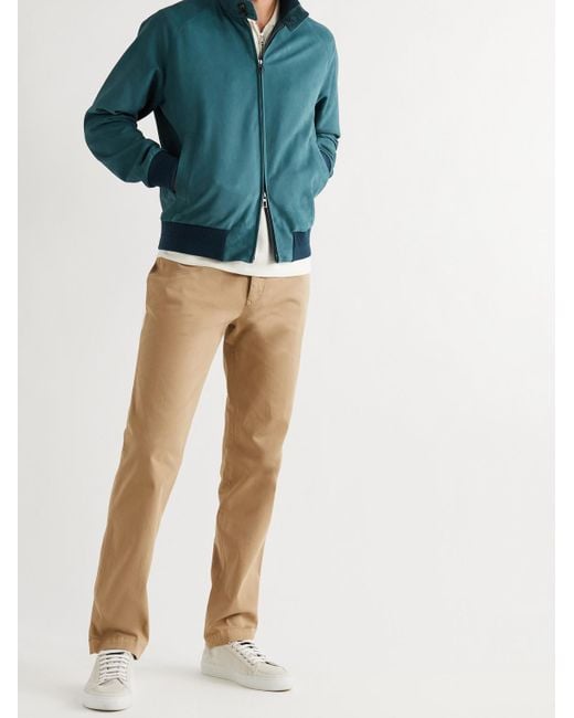 Loro Piana Blue Rain System Suede Bomber Jacket for men