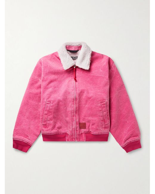 Acne Pink Ombreyo Fleece-lined Cotton-canvas Blouson Jacket for men