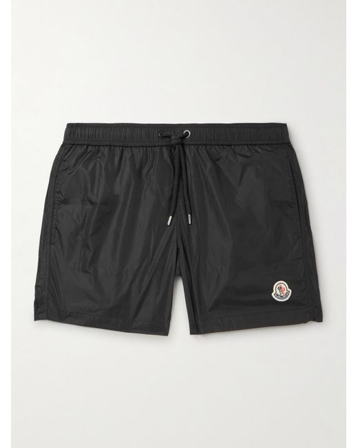 Moncler Black Slim-fit Mid-length Logo-appliquéd Swim Shorts for men