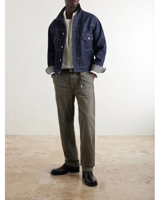 RRL Gray Stanton Straight-leg Striped Cotton-twill Trousers for men