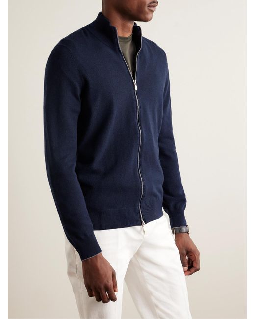 Pullover in cashmere con zip di Brunello Cucinelli in Blue da Uomo