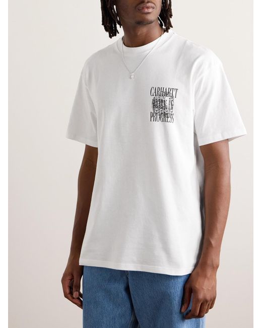 Carhartt White Logo-print Cotton-jersey T-shirt for men
