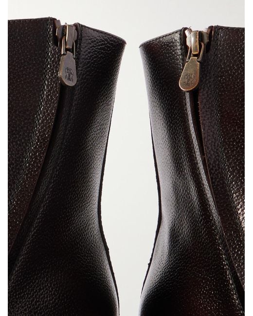 Brunello Cucinelli Black Pedula Full-Grain Leather Boots for men
