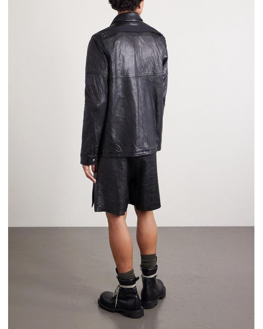 Rick Owens Black Brad Textured Leather Jacket for men