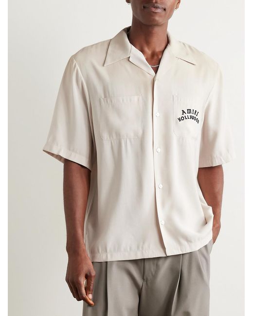 Amiri Natural Hollywood Print Bowling Shirt for men