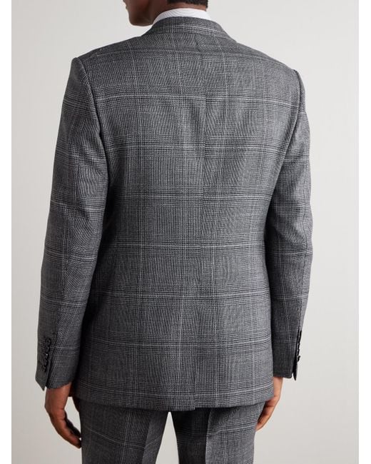 Tom Ford Gray Shelton Slim-Fit Prince Of Wales Checked Wool And Silk-Blend Suit Jacket for men