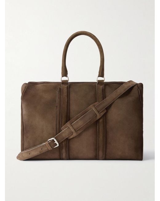 Officine Creative Brown Quentin 009 Airbrushed Suede Weekend Bag for men