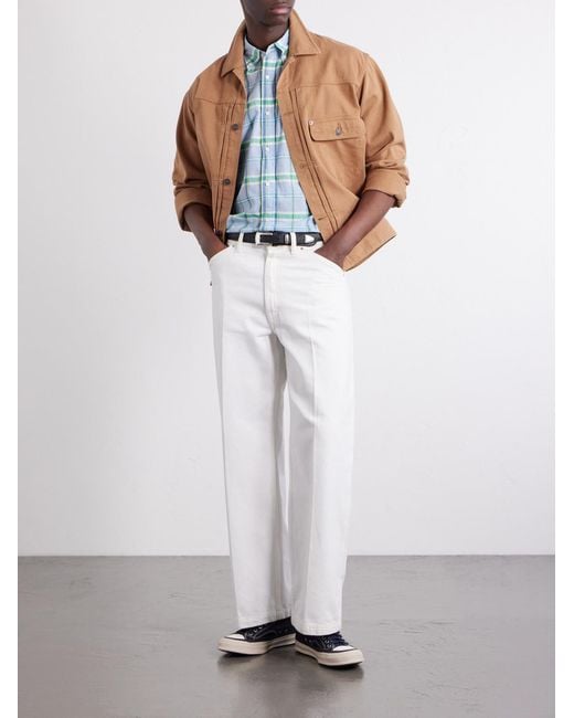 Beams Plus Blue Madras Button-Down Collar Checked Cotton Shirt for men
