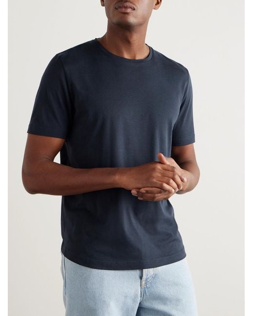 Loro Piana Blue Slim-Fit Silk And Cotton-Blend Jersey T-Shirt for men