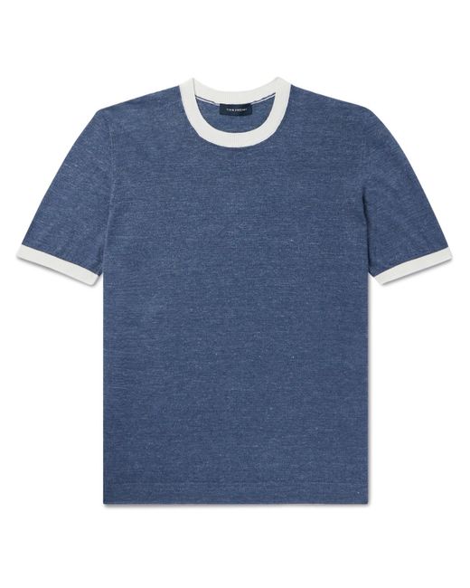 Thom Sweeney Blue Cotton And Linen-blend T-shirt for men