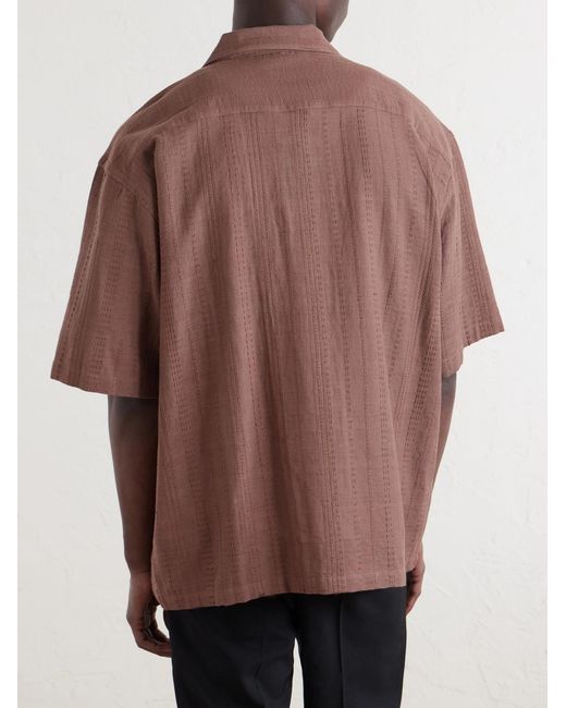 Kardo Brown Rohit Convertible-Collar Cotton-Jacquard Shirt for men