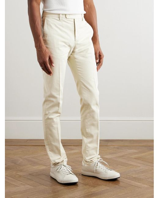 Incotex Venezia 1951 schmal geschnittene und schmaler zulaufende Hose aus Baumwoll-Twill in Stückfärbung in Natural für Herren