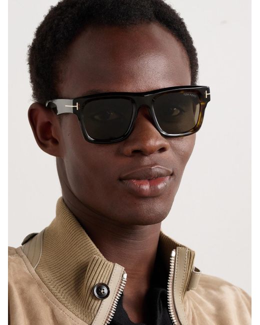 Tom Ford Sonnenbrille mit eckigem Rahmen aus Azetat in Schildpattoptik in Black für Herren