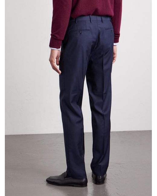 Canali Blue Tapered Super 130s Wool Suit Trousers for men