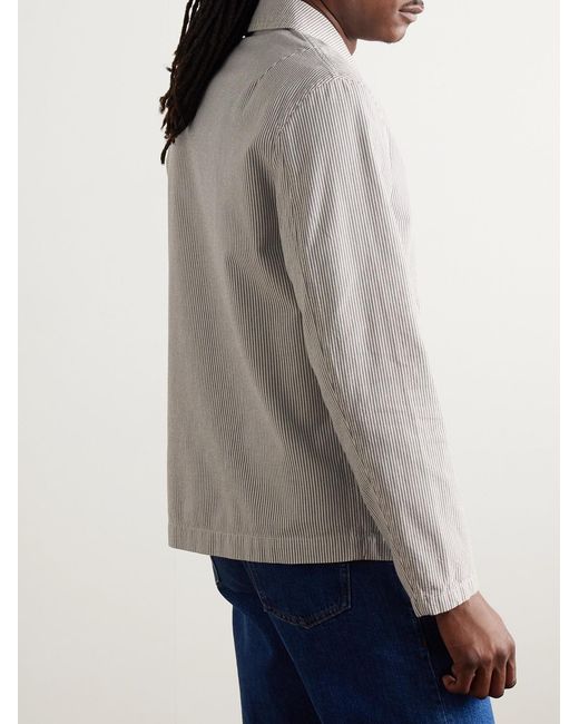 Mr P. Gray Striped Organic Cotton Chore Jacket for men
