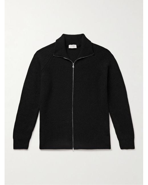 John Smedley Black Thatch Recycled-cashmere And Merino Wool-blend Zip-up Cardigan for men