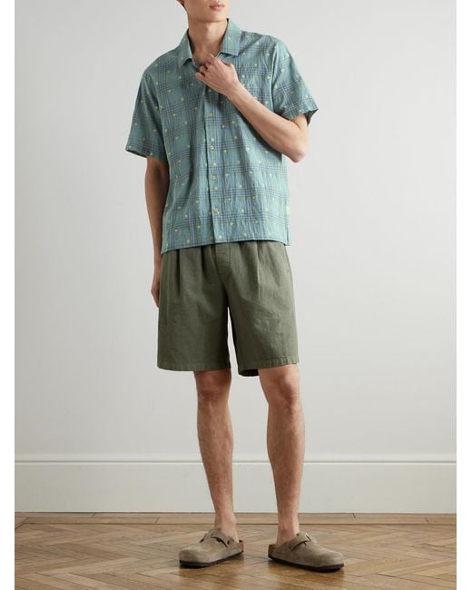 Folk Green Assembly Wide-Leg Cotton-Blend Shorts for men