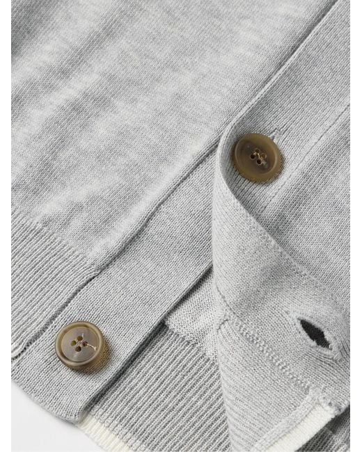 Maison Kitsuné Schmal geschnittener Cardigan aus Baumwolle mit Logoapplikation in Gray für Herren