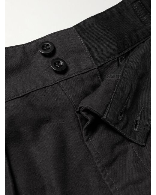 RRL Black Hawkes Wide-leg Pleated Cotton-twill Shorts for men