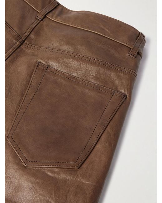 Rick Owens Schmal geschnittene Hose aus Leder in Brown für Herren
