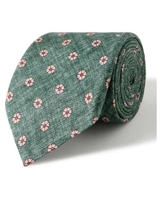 Favourbrook Green Osterley 8cm Floral-print Silk Tie for men