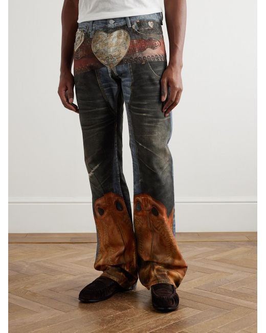 Acne Gray Trompe L'Oeil Straight-Leg Brushed Jeans for men