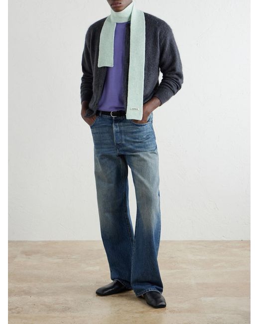 Auralee Green Cashmere Scarf for men