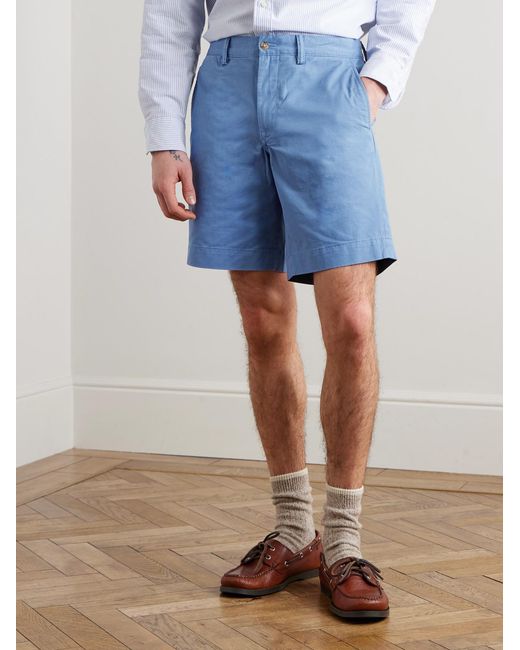 Polo Ralph Lauren Blue Bedford Straight-Leg Cotton Oxford Shorts for men