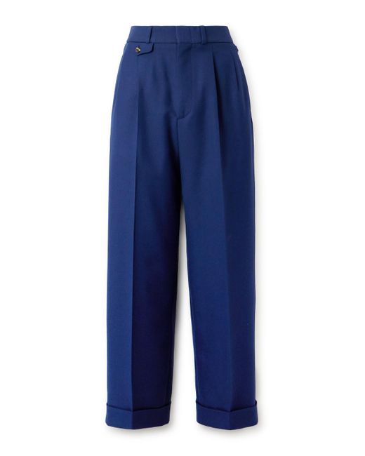 Gucci Blue Straight-leg Pleated Twill Trousers for men