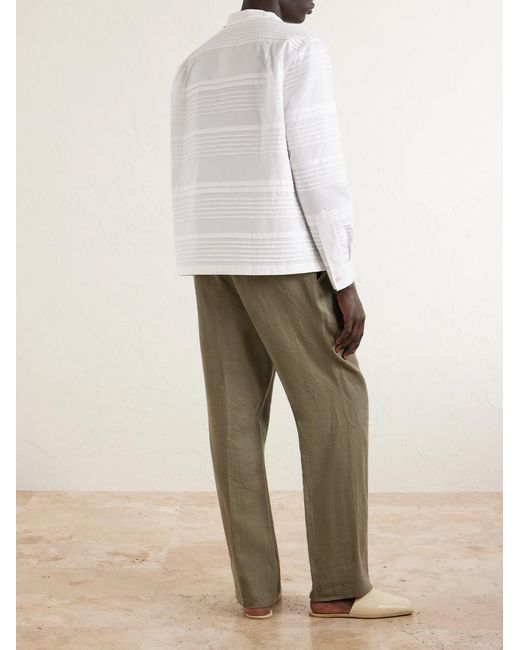 Chamomile Camp-Collar Logo-Embroidered Cotton-Poplin Shirt di Bode in White da Uomo