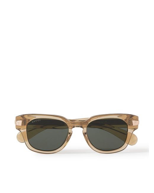 Gucci Green D-frame Acetate And Gold-tone Sunglasses for men