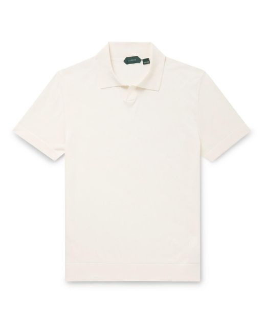 Incotex White Zanone Slim-fit Cotton And Silk-blend Polo Shirt for men