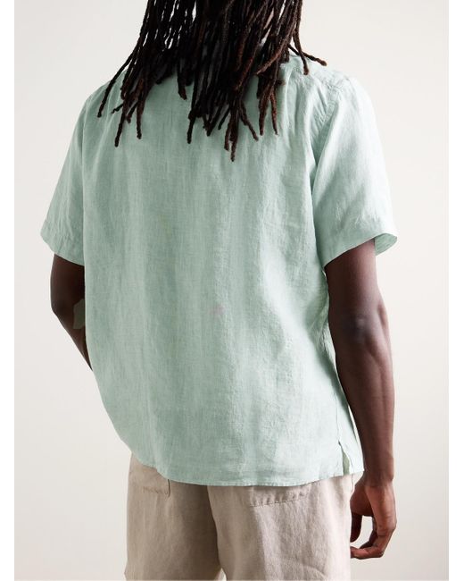 Hartford Green Palm Convertible-collar Linen Shirt for men