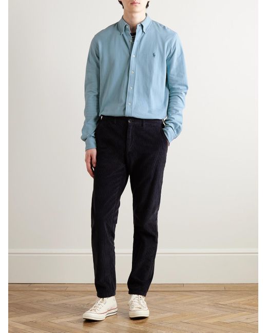 Polo Ralph Lauren Hemd aus Baumwoll-Piqué mit Button-Down-Kragen und Logostickerei in Blue für Herren