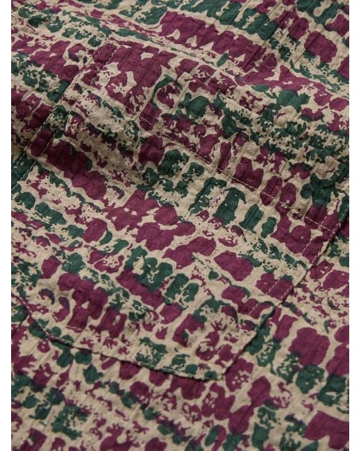 YMC Brown Mitchum Printed Cotton-blend Seersucker Shirt for men