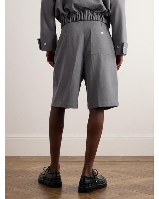 Jacquemus Gray Wide-leg Pleated Virgin Wool-twill Shorts for men